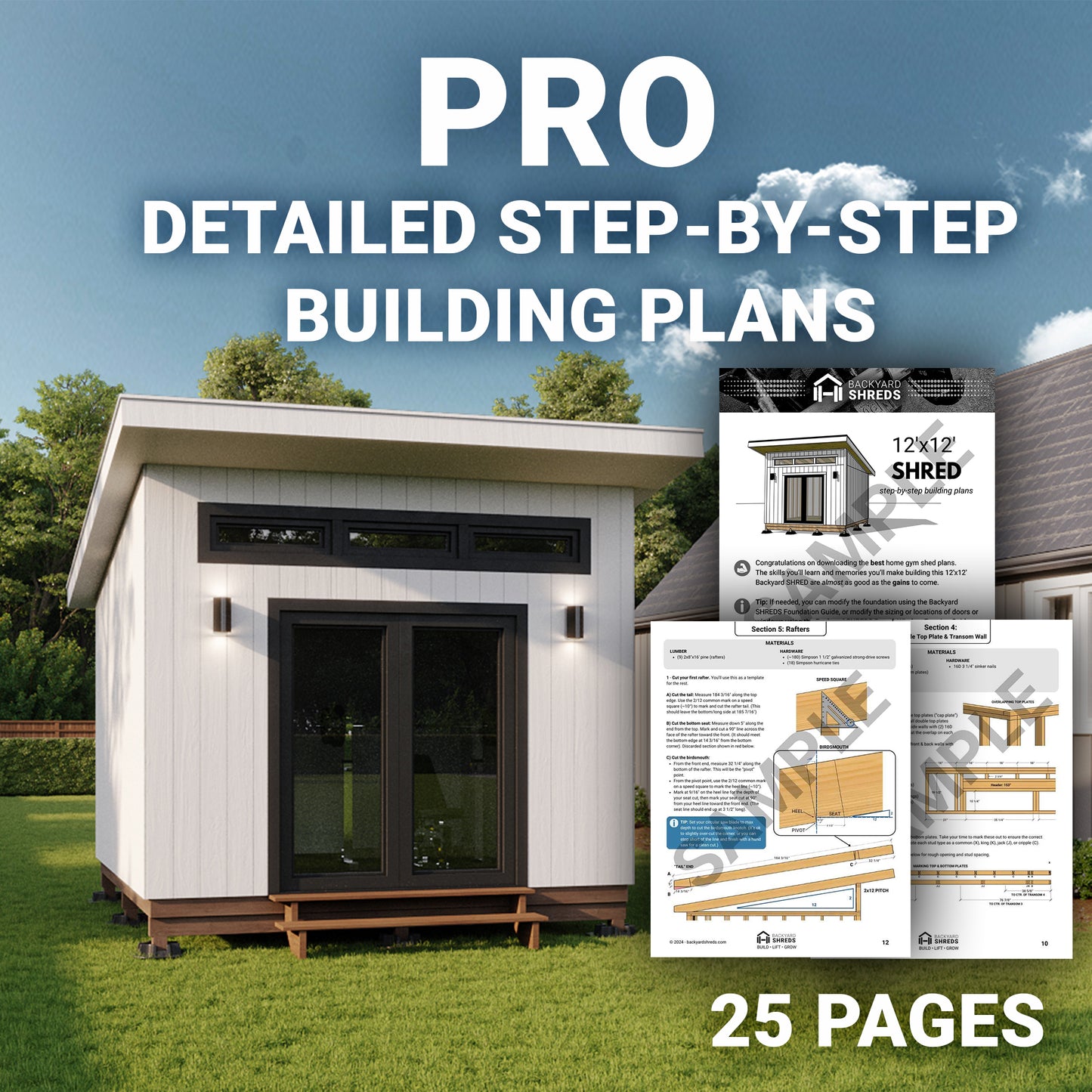 12x12 SHRED — DIY Home Gym Shed Building Plans