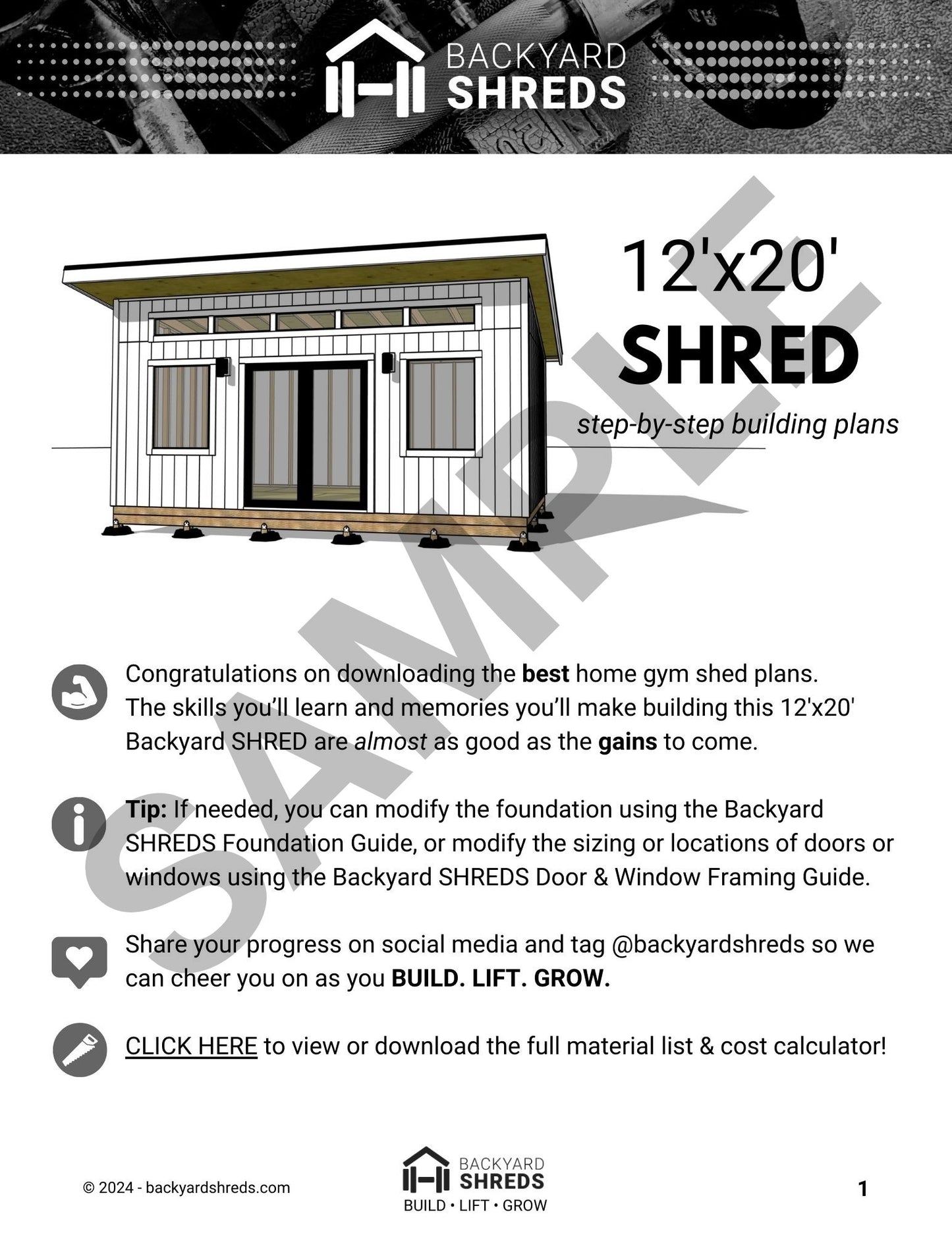 12x20 SHRED — DIY Home Gym Shed Building Plans