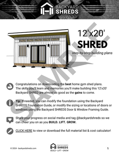 12x20 SHRED — DIY Home Gym Shed Building Plans